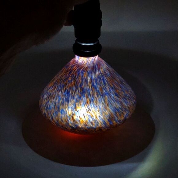 La Tee Da Effusion Fragrance Oil Lamp Glass Red Blue Brown with Wick NWOT - Picture 2 of 15